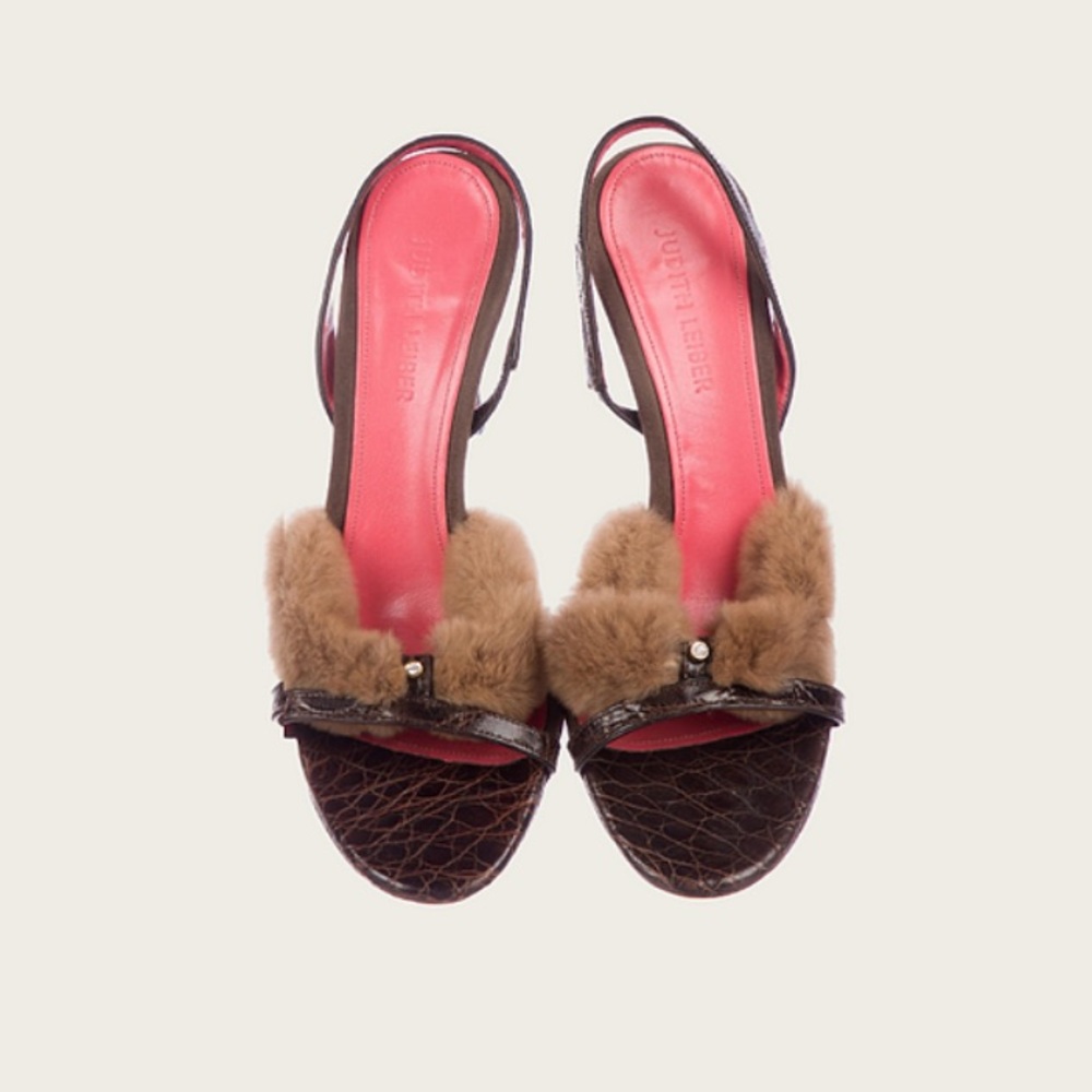 Judith Leiber Brown Sable Mink Sandal